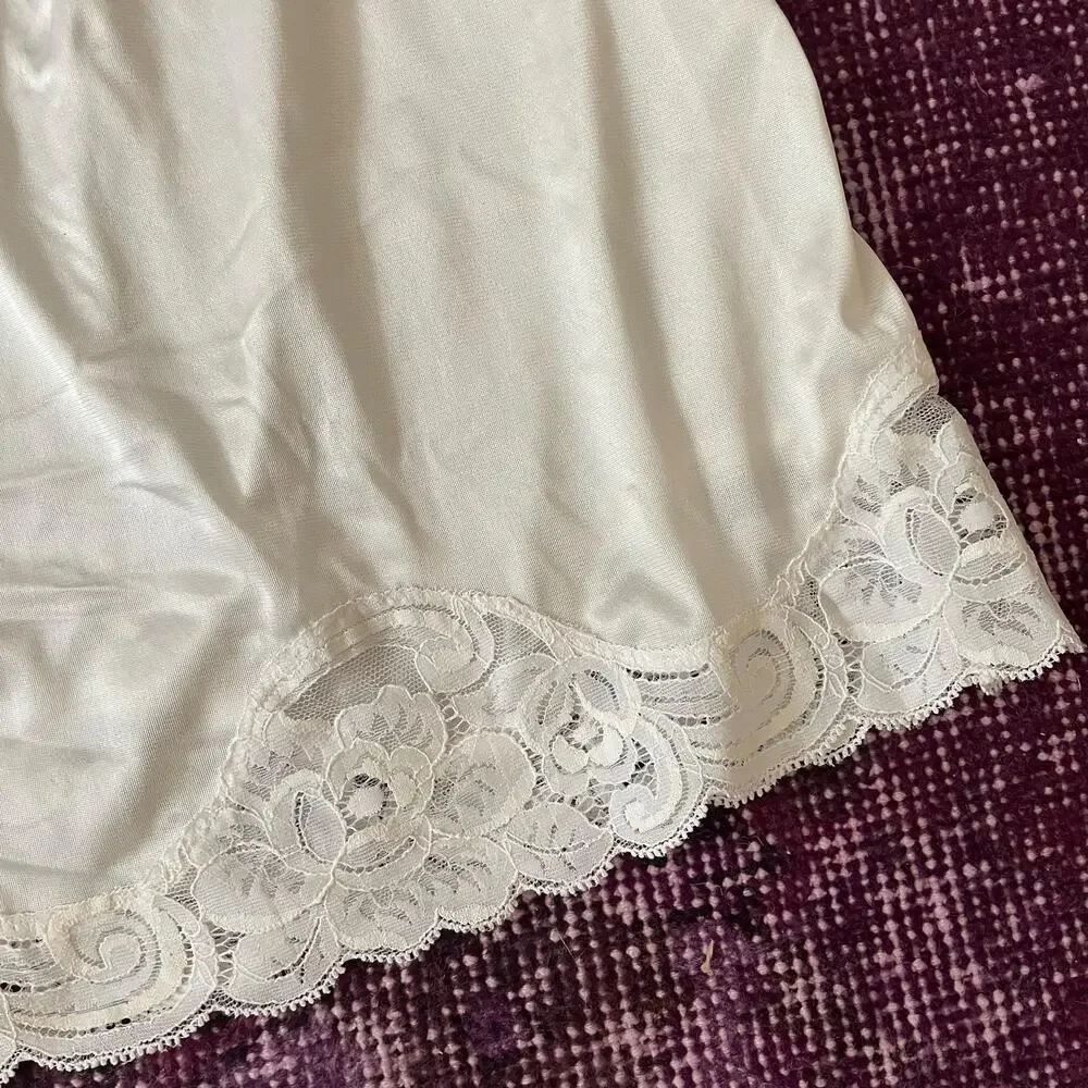 70s vintage white lace midi slip skirt cottage coquette | size S - Picture 5 of 5